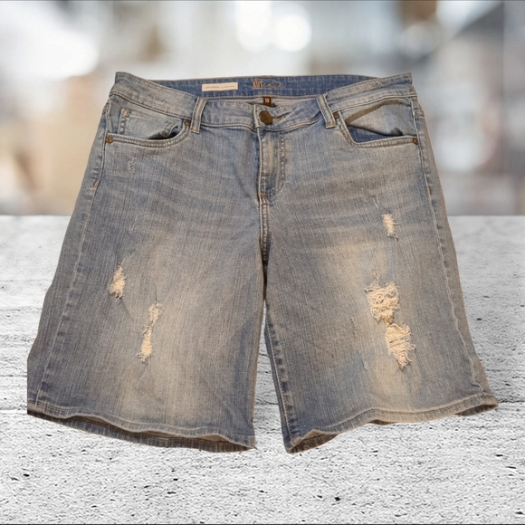 Kut from the Kloth distressed denim shorts size 10 - Picture 4 of 11